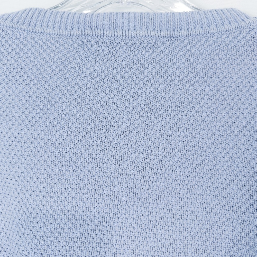 Boden Textured Cotton Button Shoulder Sweater Womens Large Blue Preppy Coastal - Picture 9 of 16